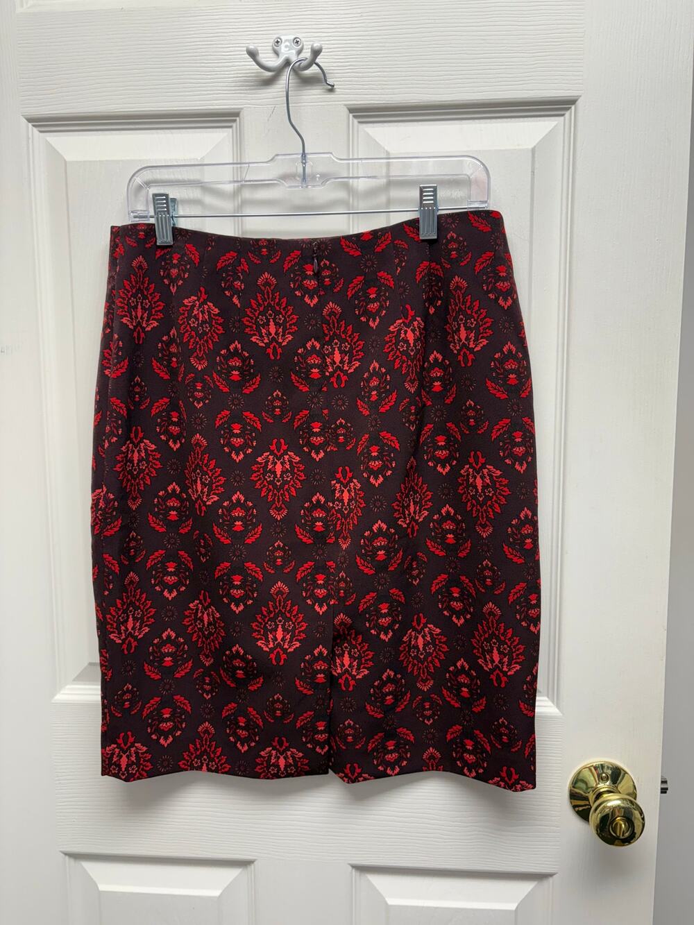Ann Taylor Factory Skirt Red Eggplant Floral Womens 10 p